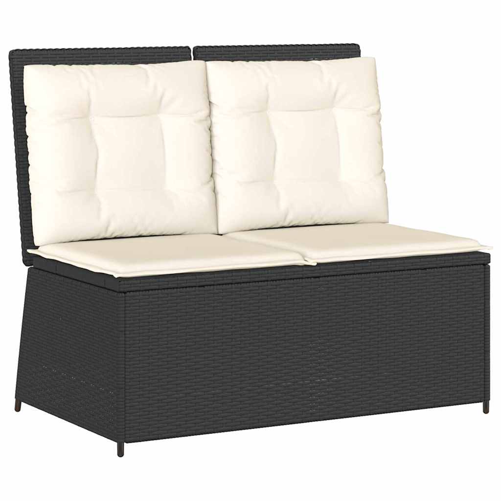 Banco de jardim com almofada Preto Rattan Sintético