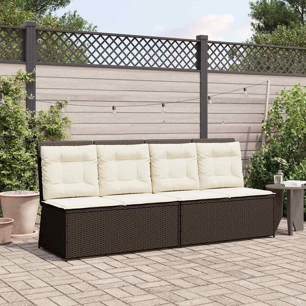 Banco de jardim com almofada Castanho Rattan Sintético