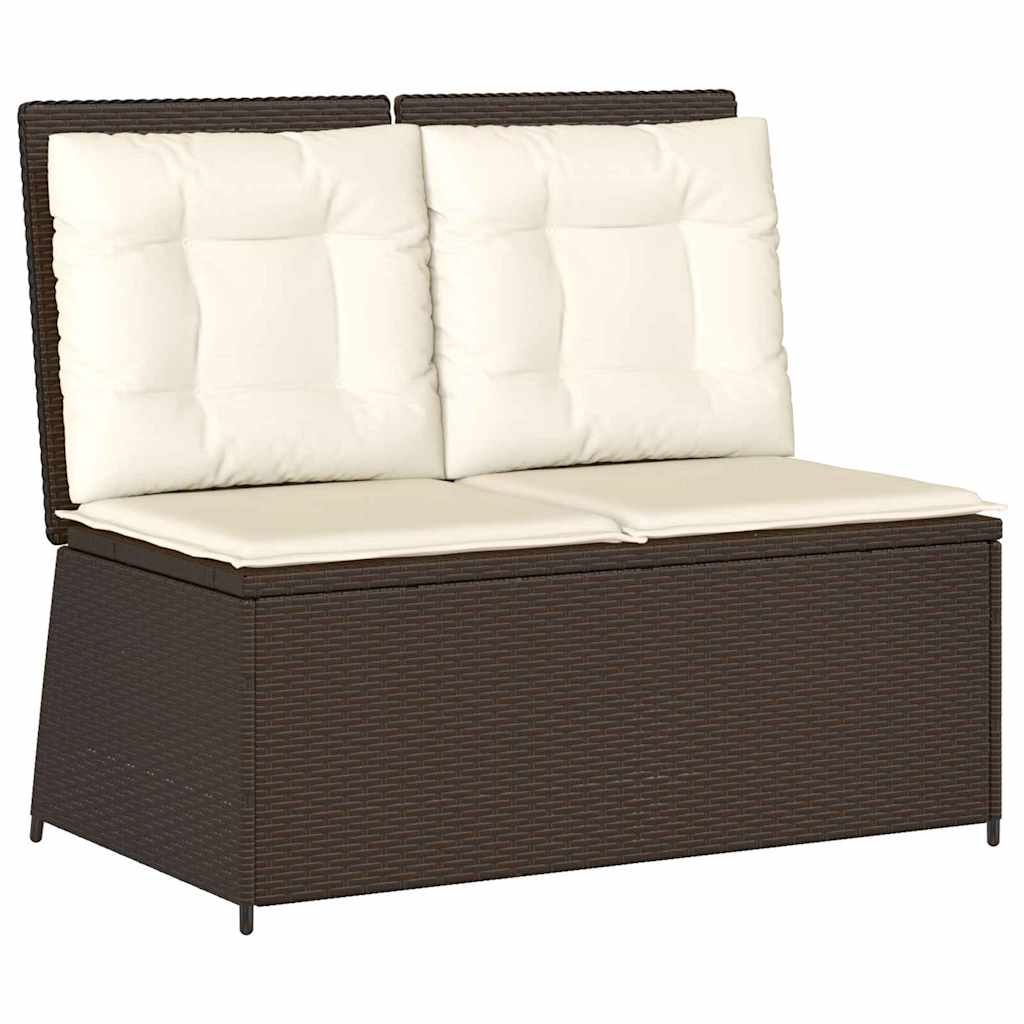Banco de jardim com almofada Castanho Rattan Sintético