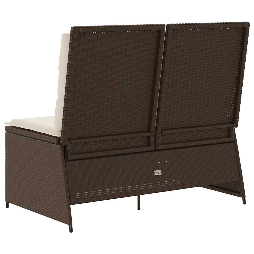 Banco de jardim com almofada Castanho Rattan Sintético