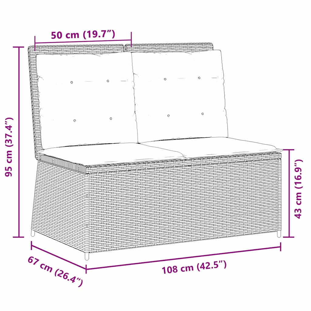 Banco de jardim com almofada Castanho Rattan Sintético