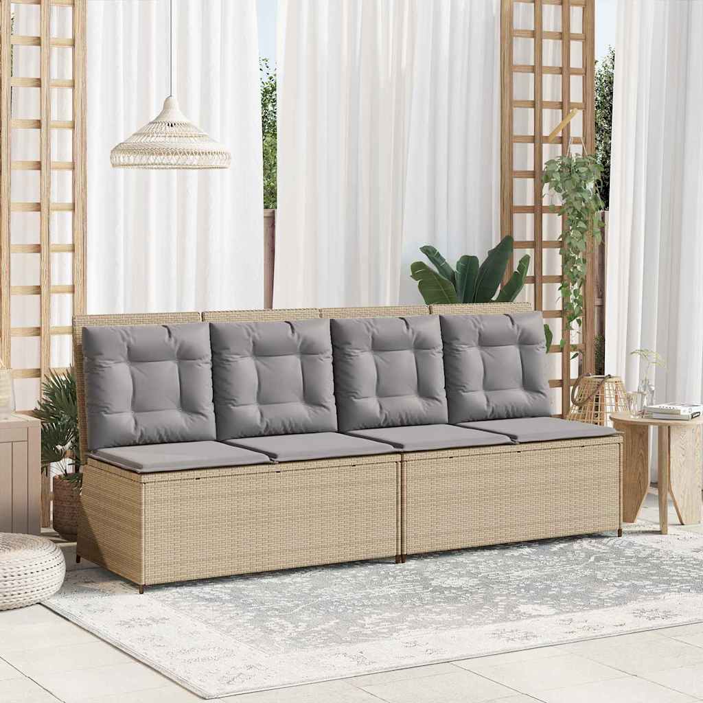 Banco de jardim com almofada Bege Rattan Sintético