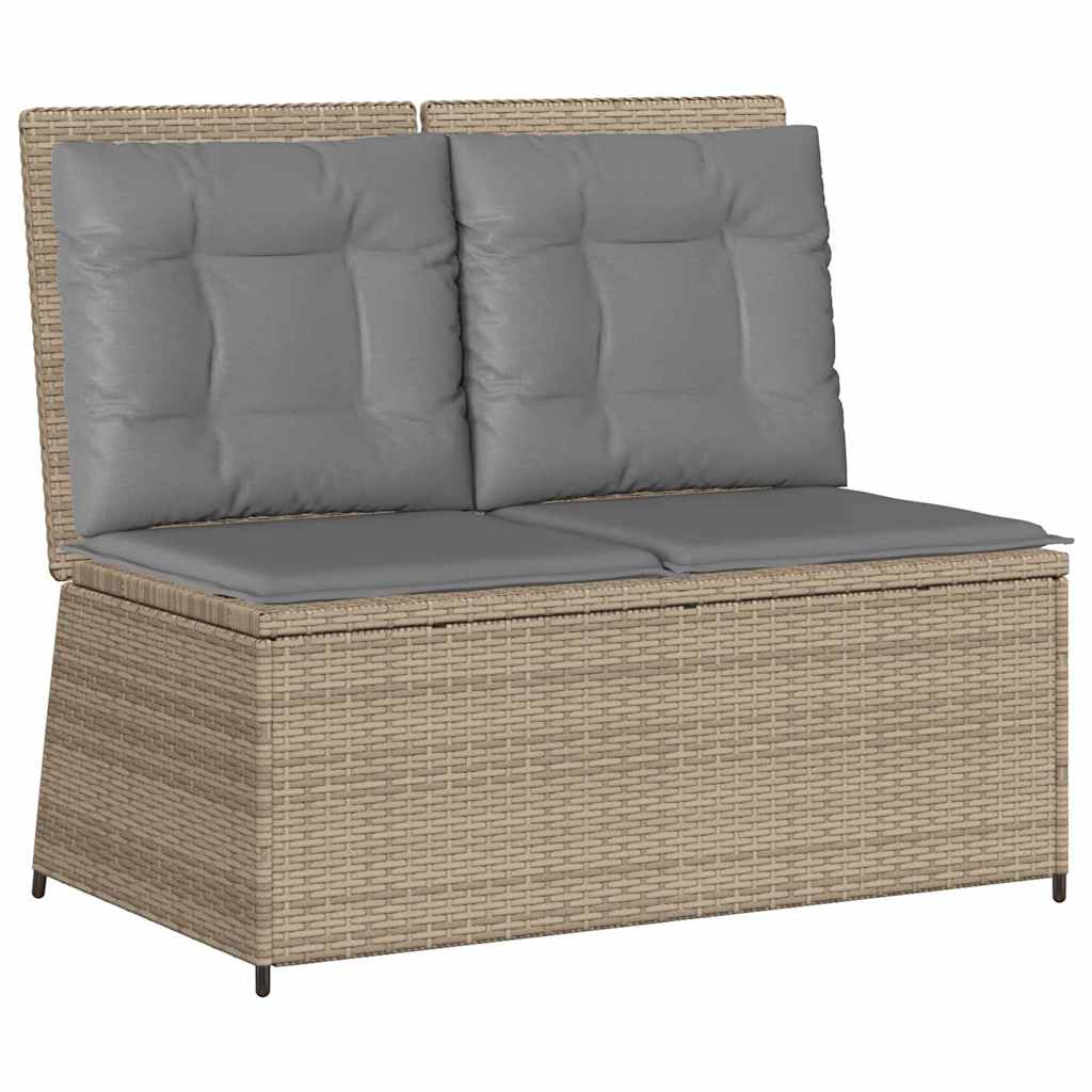 Banco de jardim com almofada Bege Rattan Sintético