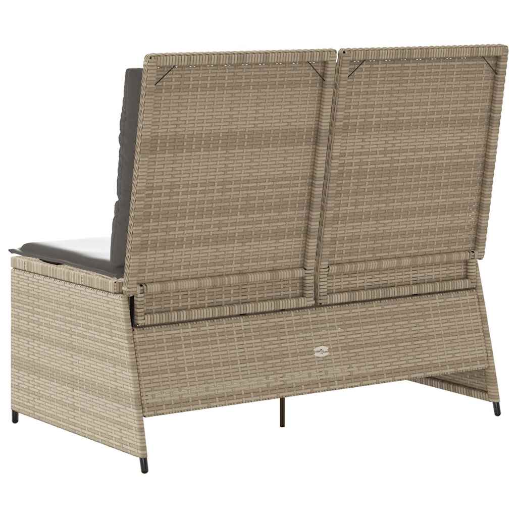 Banco de jardim com almofada Bege Rattan Sintético