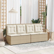 Banco de jardim com almofada Bege Rattan Sintético