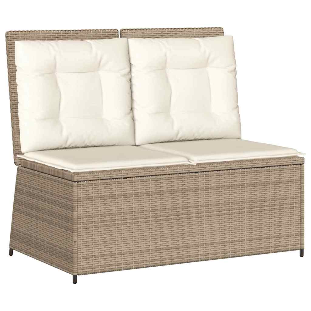 Banco de jardim com almofada Bege Rattan Sintético