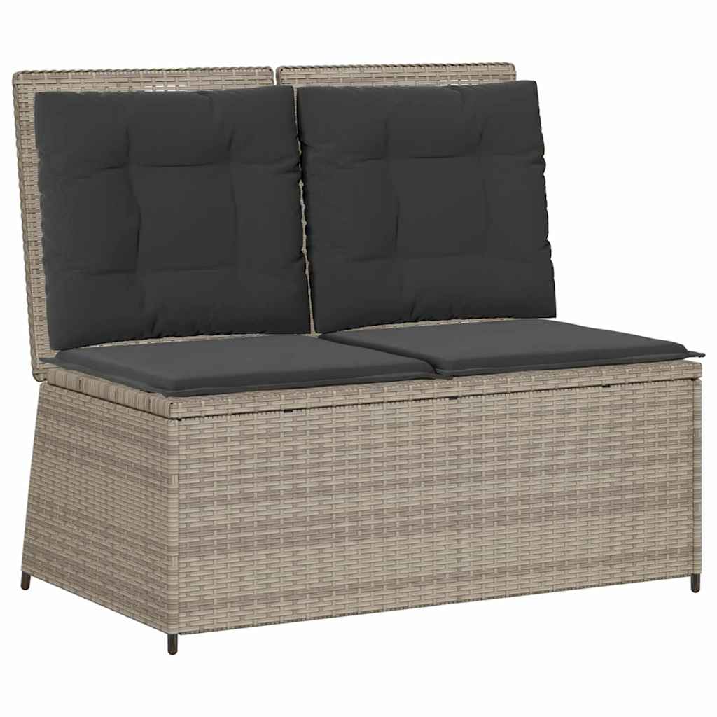 Banco de jardim com almofada Cinzento-claro Rattan Sintético