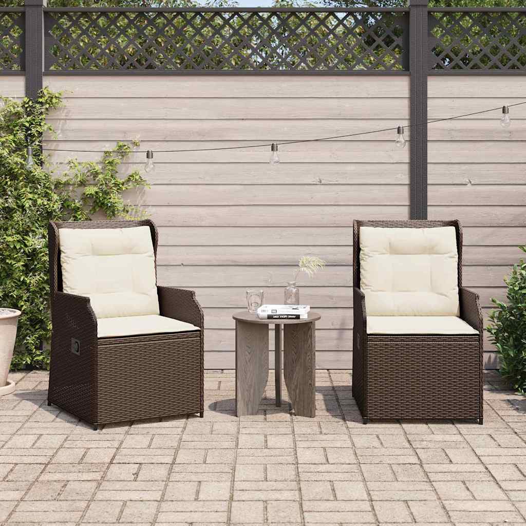 Banco de jardim com almofada 2 pcs Castanho Rattan Sintético