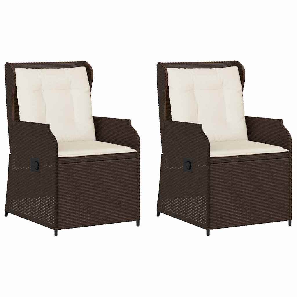 Banco de jardim com almofada 2 pcs Castanho Rattan Sintético