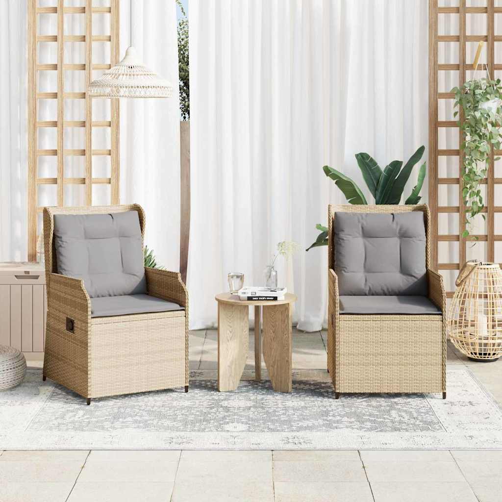 Banco de jardim com almofada 2 pcs Bege Rattan Sintético
