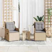 Banco de jardim com almofada 2 pcs Bege Rattan Sintético
