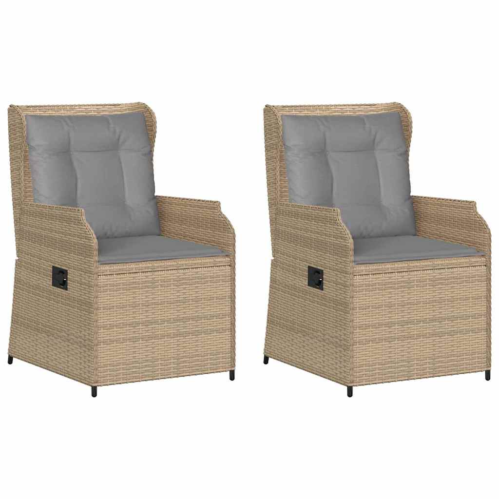 Banco de jardim com almofada 2 pcs Bege Rattan Sintético