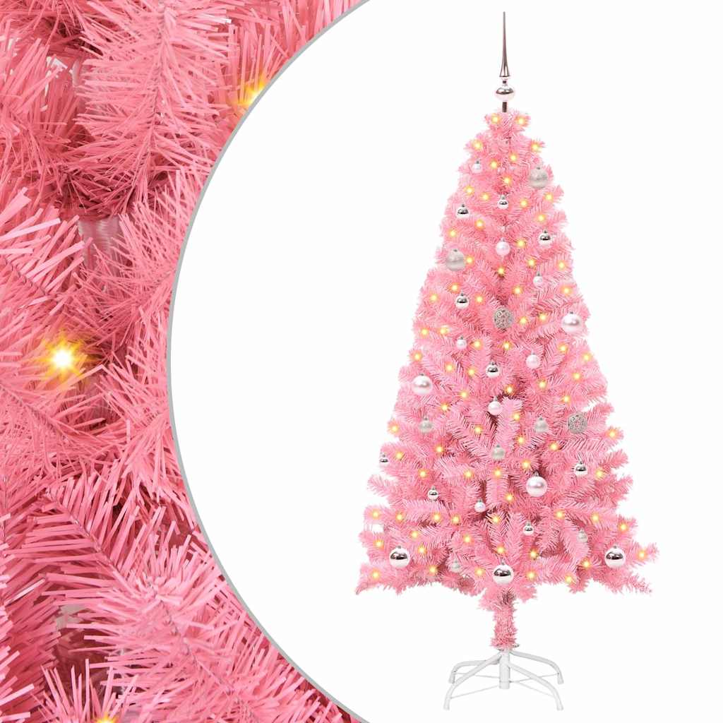 Árvore de Natal com 150 LEDs com suporte Rosa 150 cm PVC