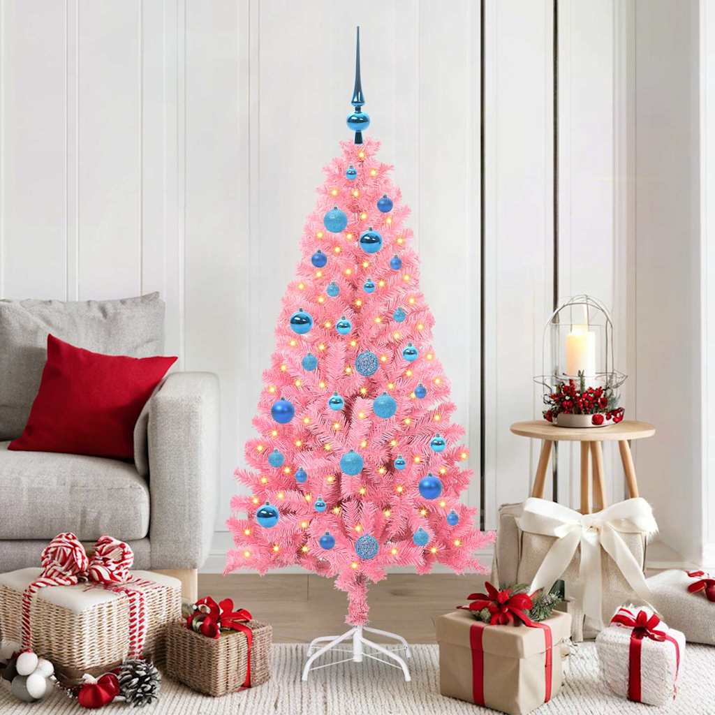 Árvore de Natal com 150 LEDs com suporte Rosa 150 cm PVC