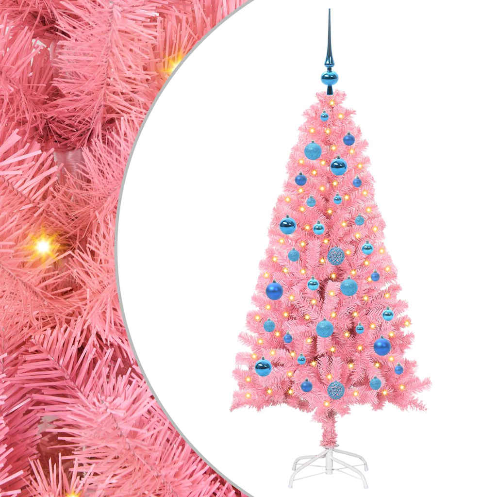 Árvore de Natal com 150 LEDs com suporte Rosa 150 cm PVC