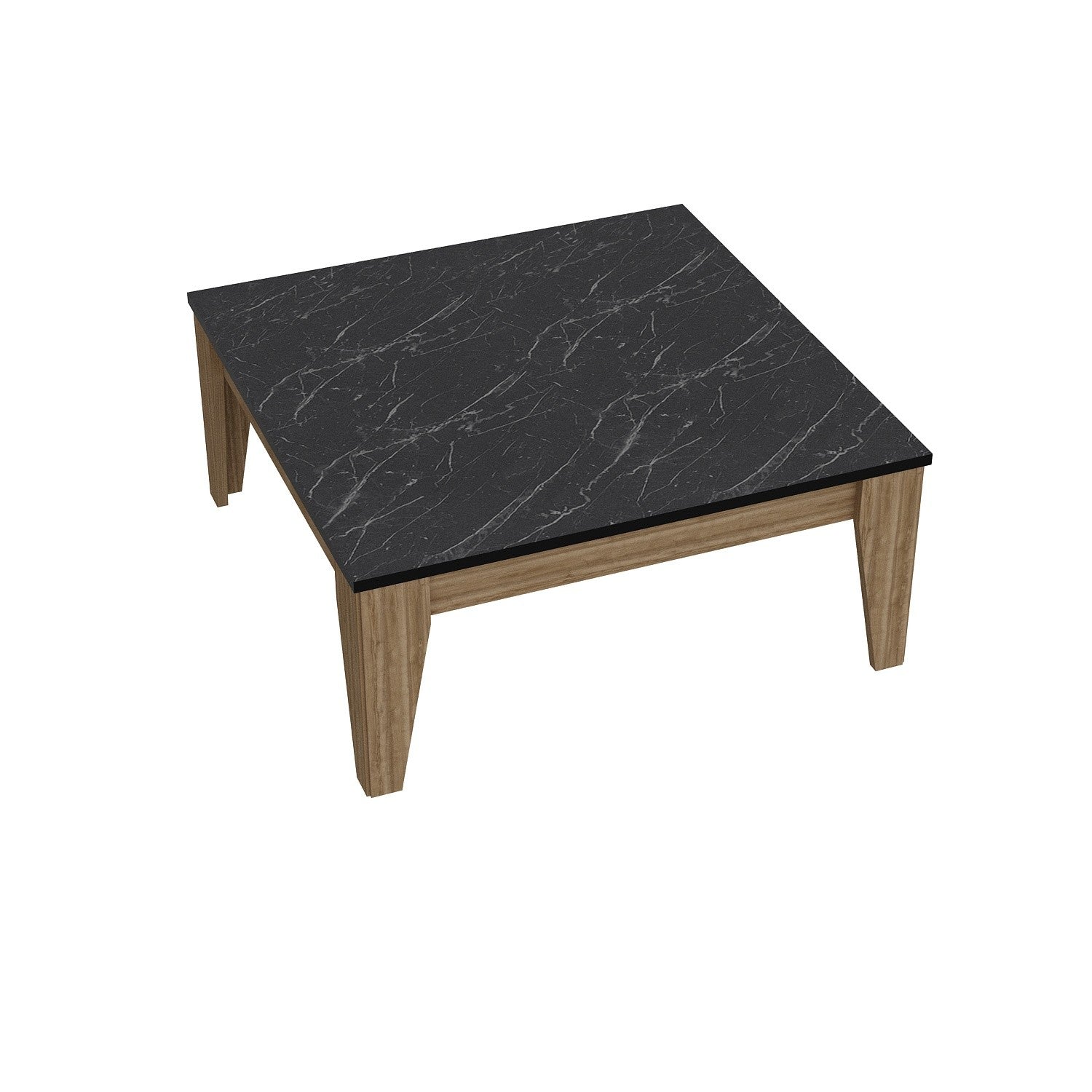 Mesa de Centro Moderna com Armazenamento Adicional, Nogueira e Preto, 85 x 35 x 85 cm | Painel de Partículas 100% Revestido com Melamina, 18 mm de Espessura | Design Elegante e Funcional para Casa e Hotel