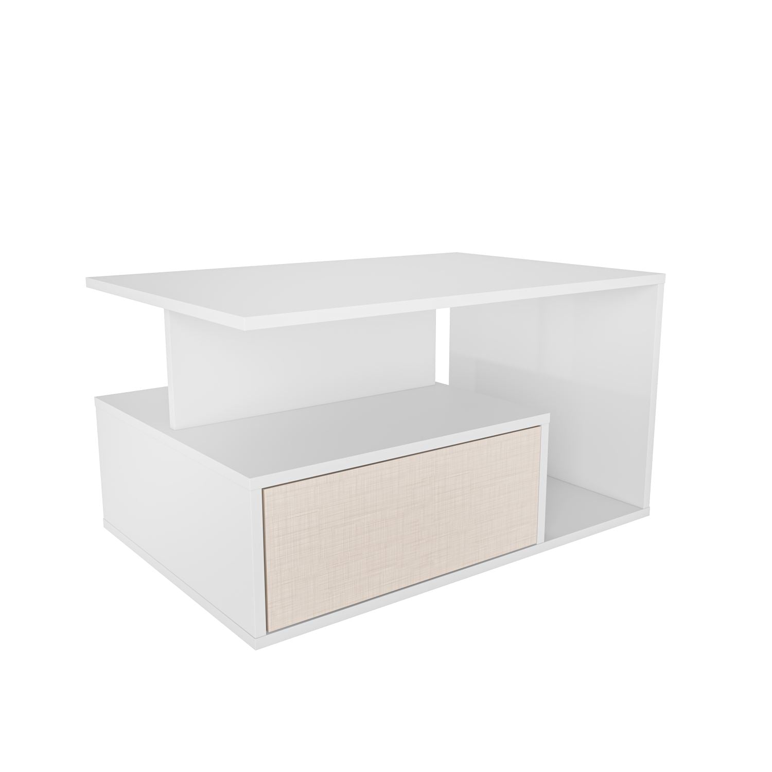 Mesa de Centro – 90cm x 48,6cm x 60cm – Bege e Branco – MDF