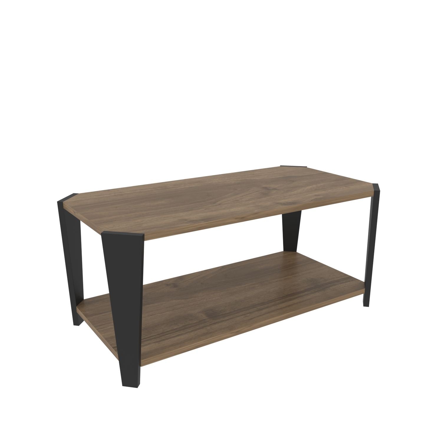 Mesa de Centro – 91cm x 40cm x 47,5cm – Nogueira e Preto – Painel de Partículas Revestido de Melamina