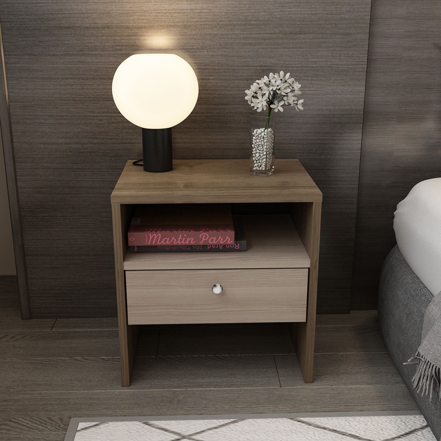 Mesa de cabeceira – 45 cm x 46,8 cm x 35 cm – Nogueira e Cordoba – MDF