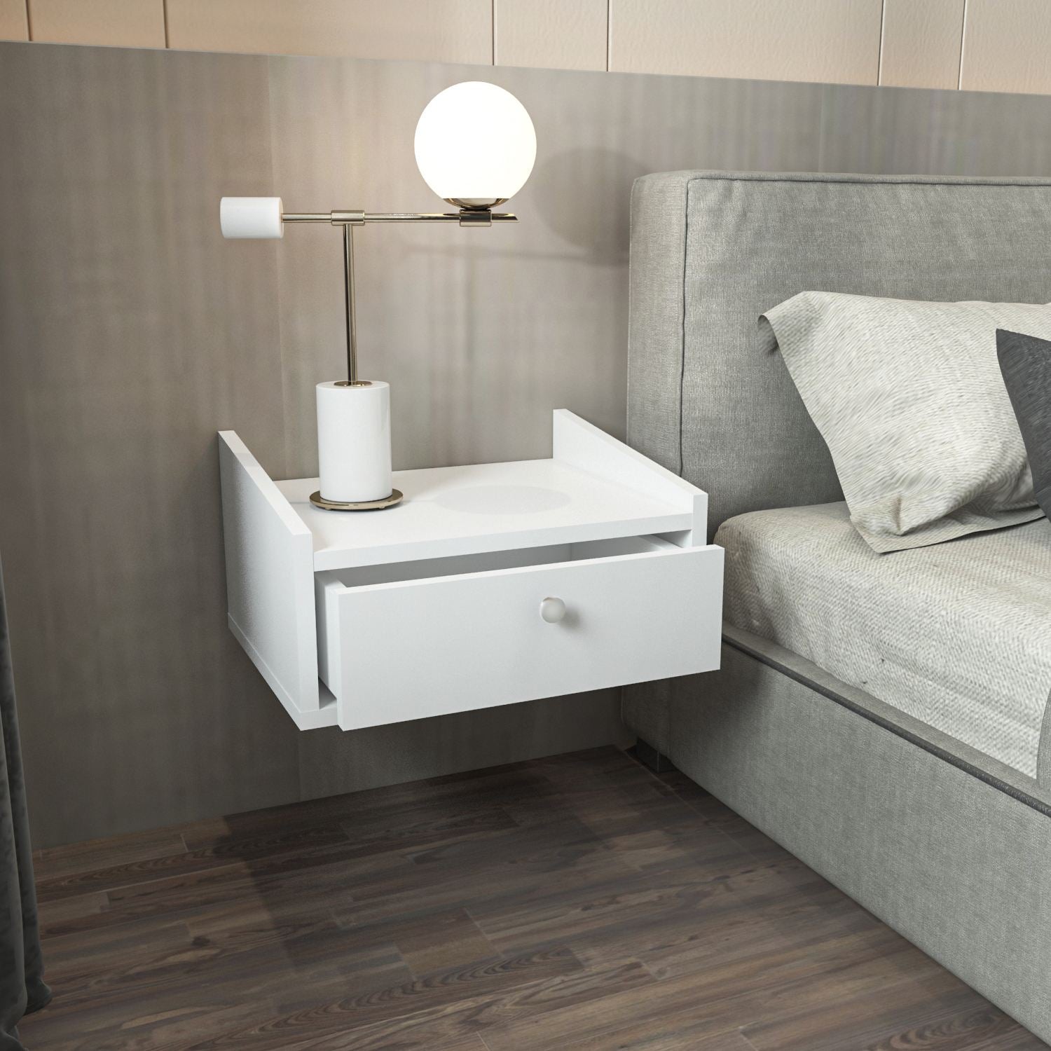 Mesa de cabeceira – 45cm x 22cm x 35cm – Branco – MDF