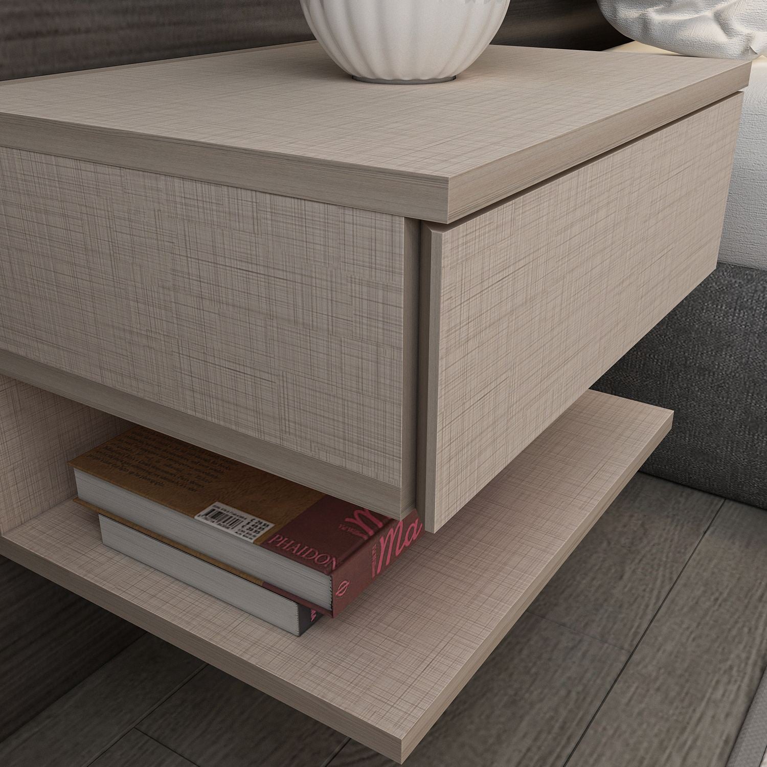 Mesa de cabeceira – 45cm x 31.4cm x 36.8cm – Bege – MDF