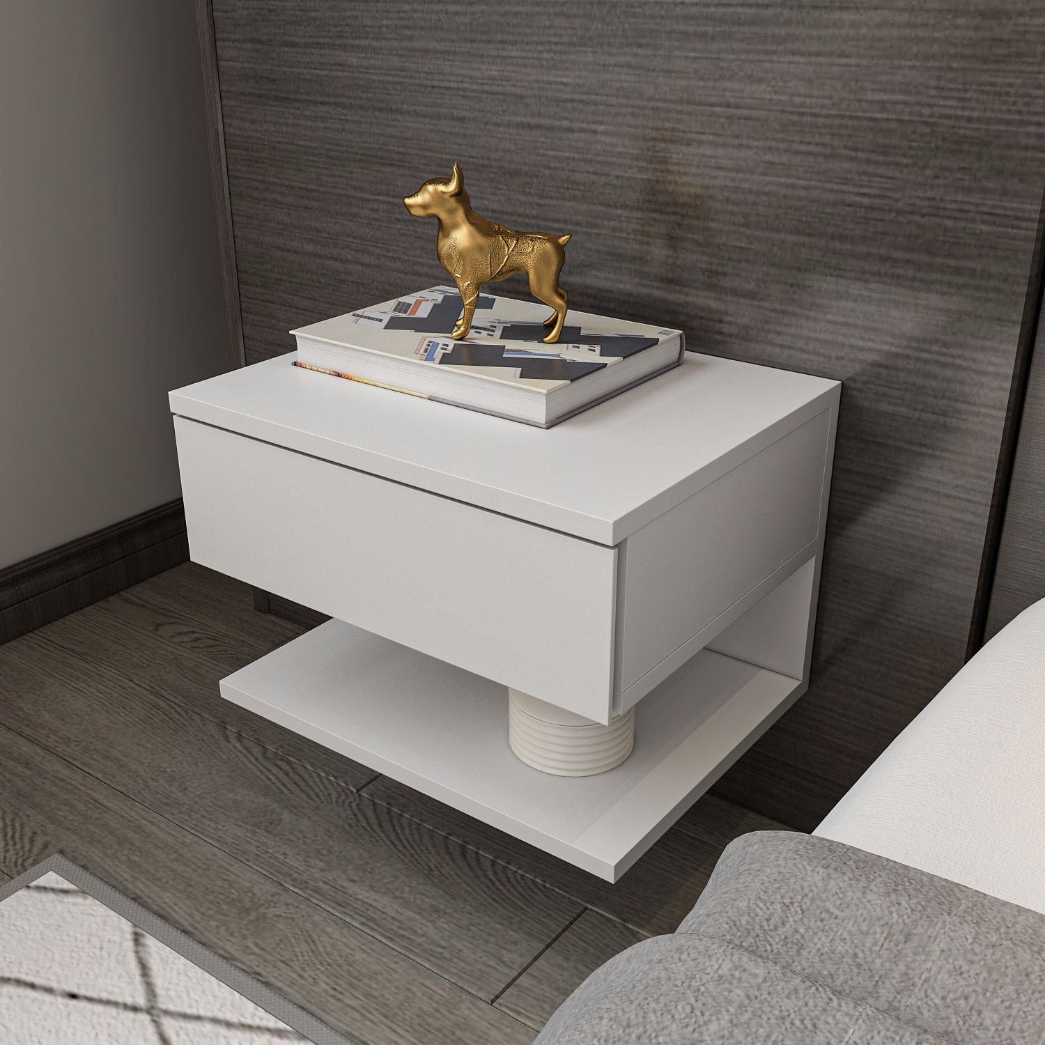 Mesa de cabeceira – 45cm x 31.4cm x 36.8cm – Branco – MDF