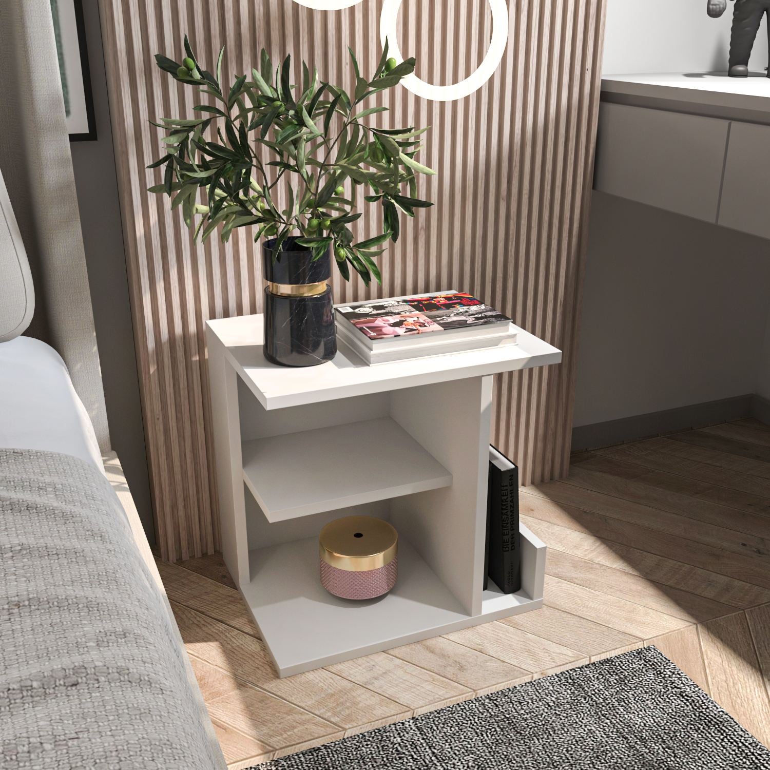 Mesa de cabeceira – 45cm x 45cm x 35cm – Branco – MDF