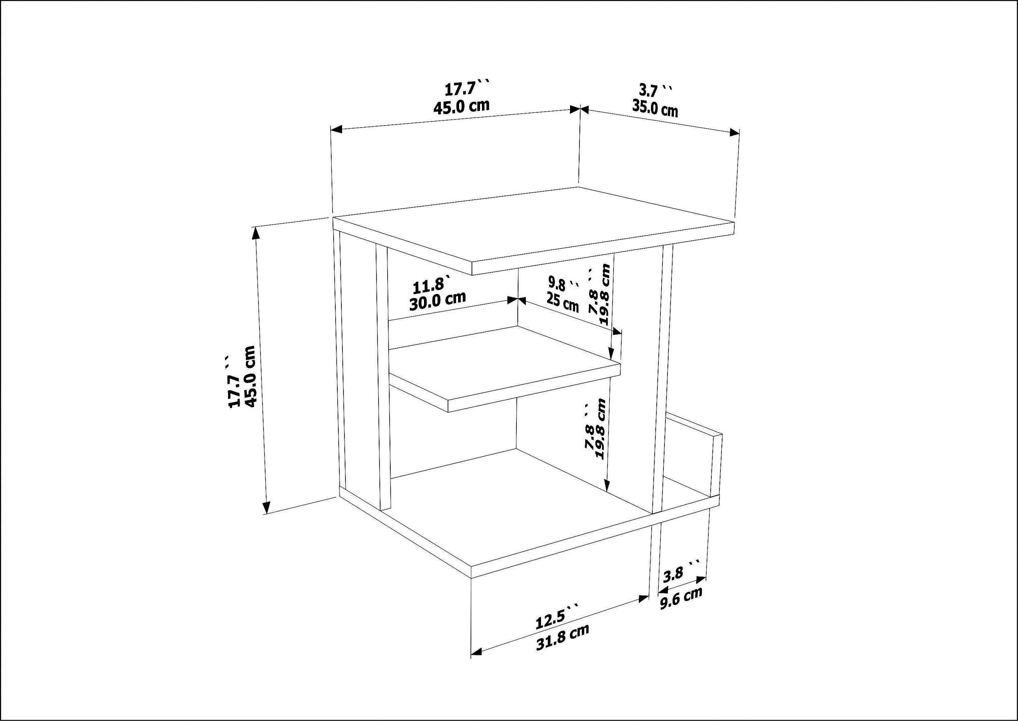 Mesa de cabeceira – 45cm x 45cm x 35cm – Branco – MDF