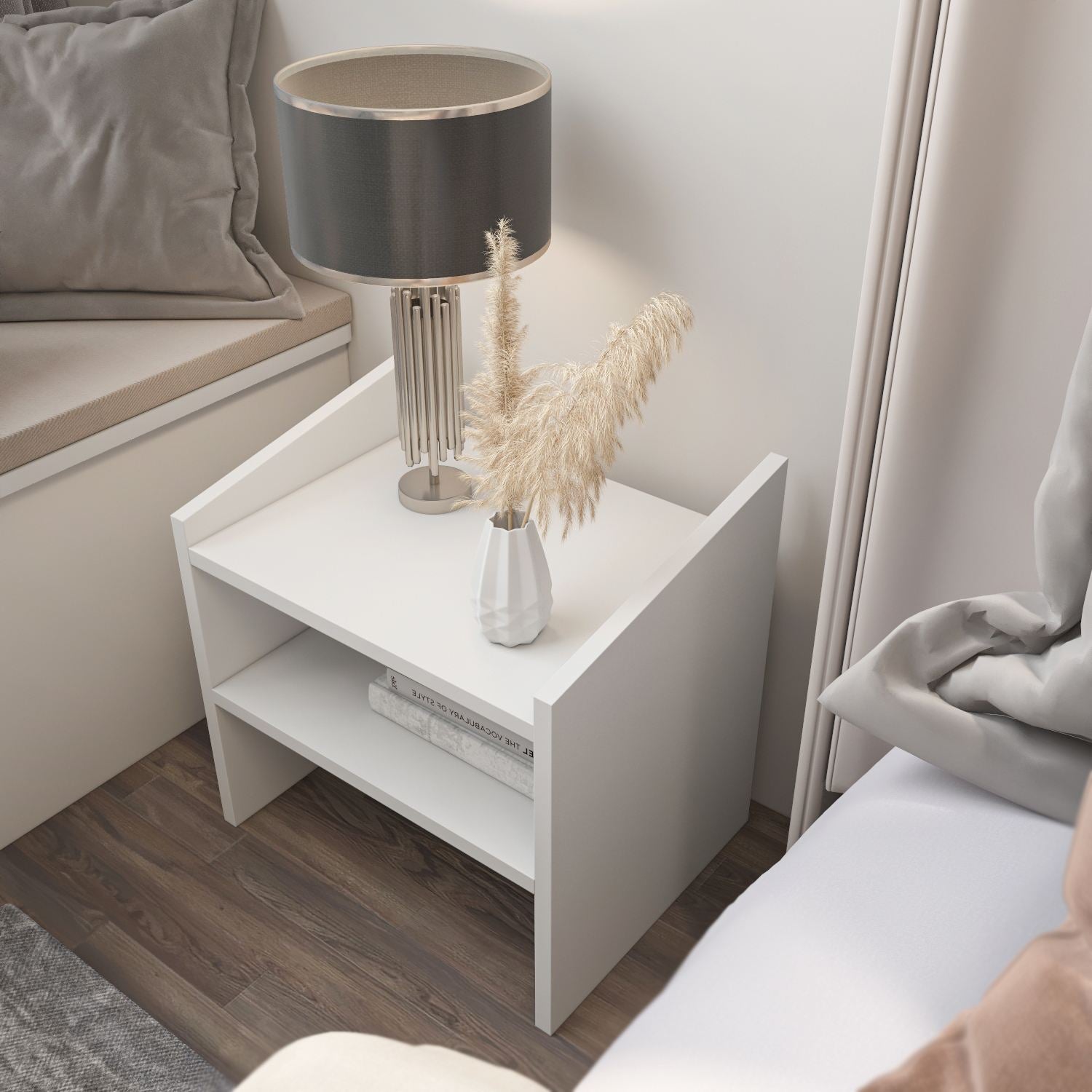 Mesa de cabeceira – 45cm x 45cm x 35cm – Branco – MDF
