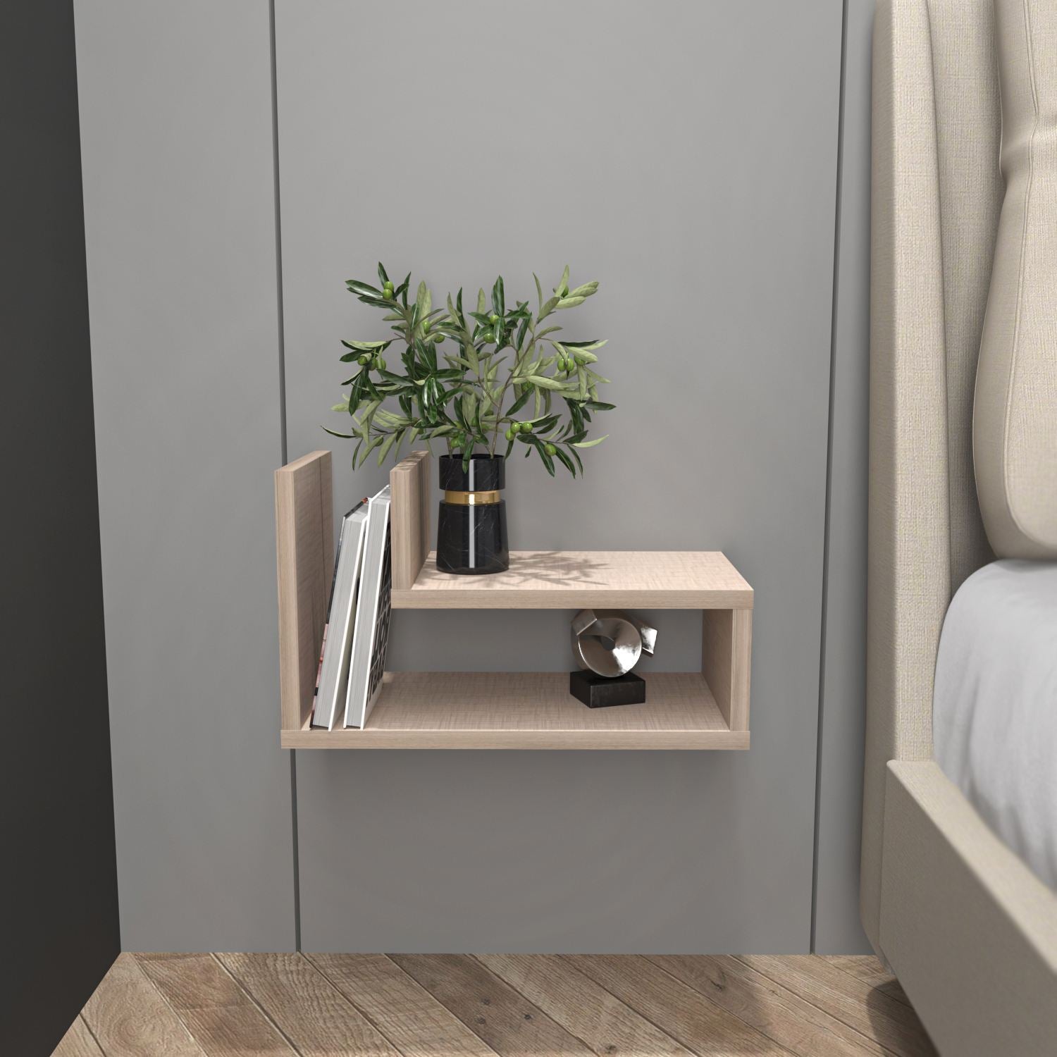 Mesa de Cabeceira – 45 cm x 26.8 cm x 22 cm – Bege – Madeira Aglomerada