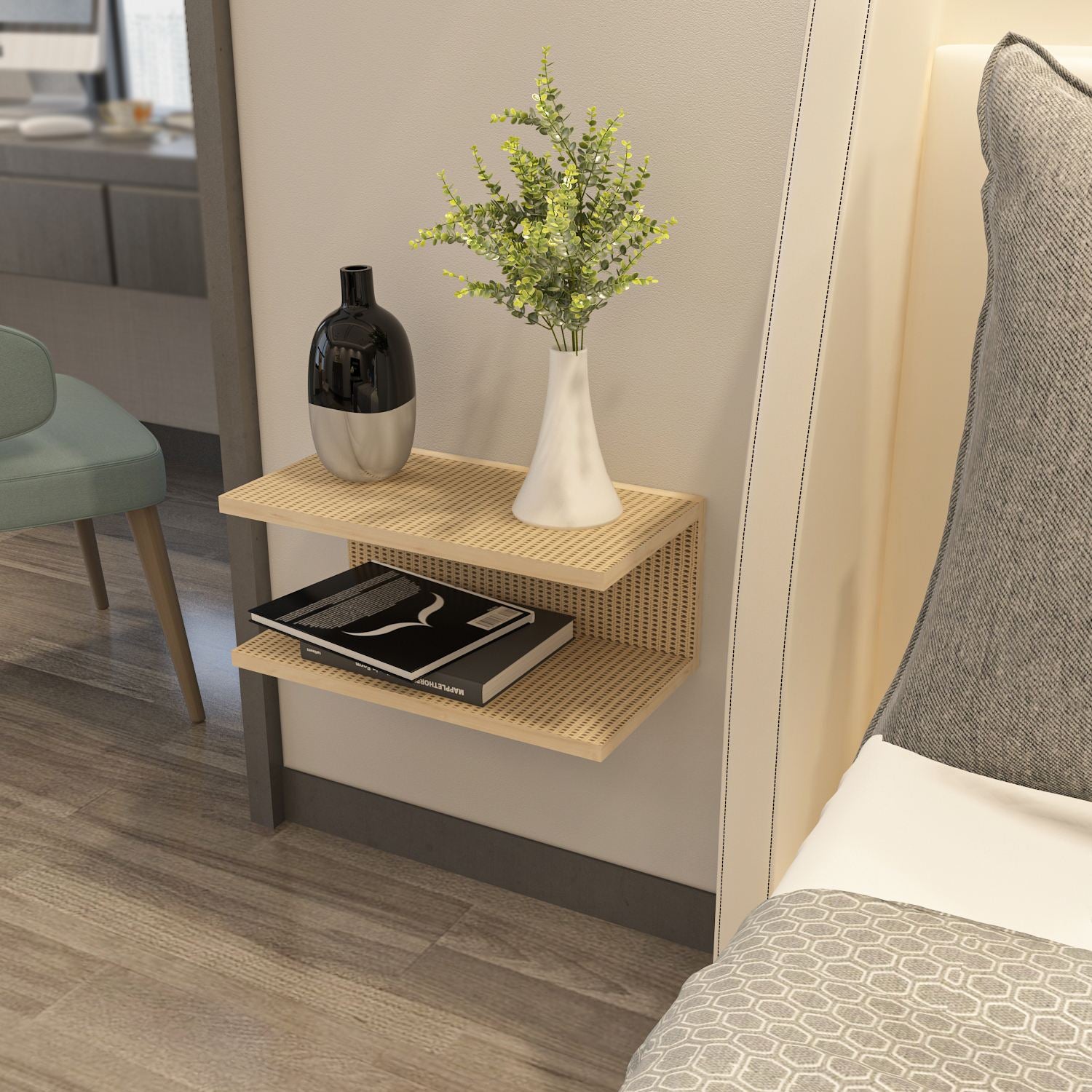 Mesa de Cabeceira – 45 cm x 19,6 cm x 23,8 cm – Hazeran – Painel de Partículas Revestido em Melamina