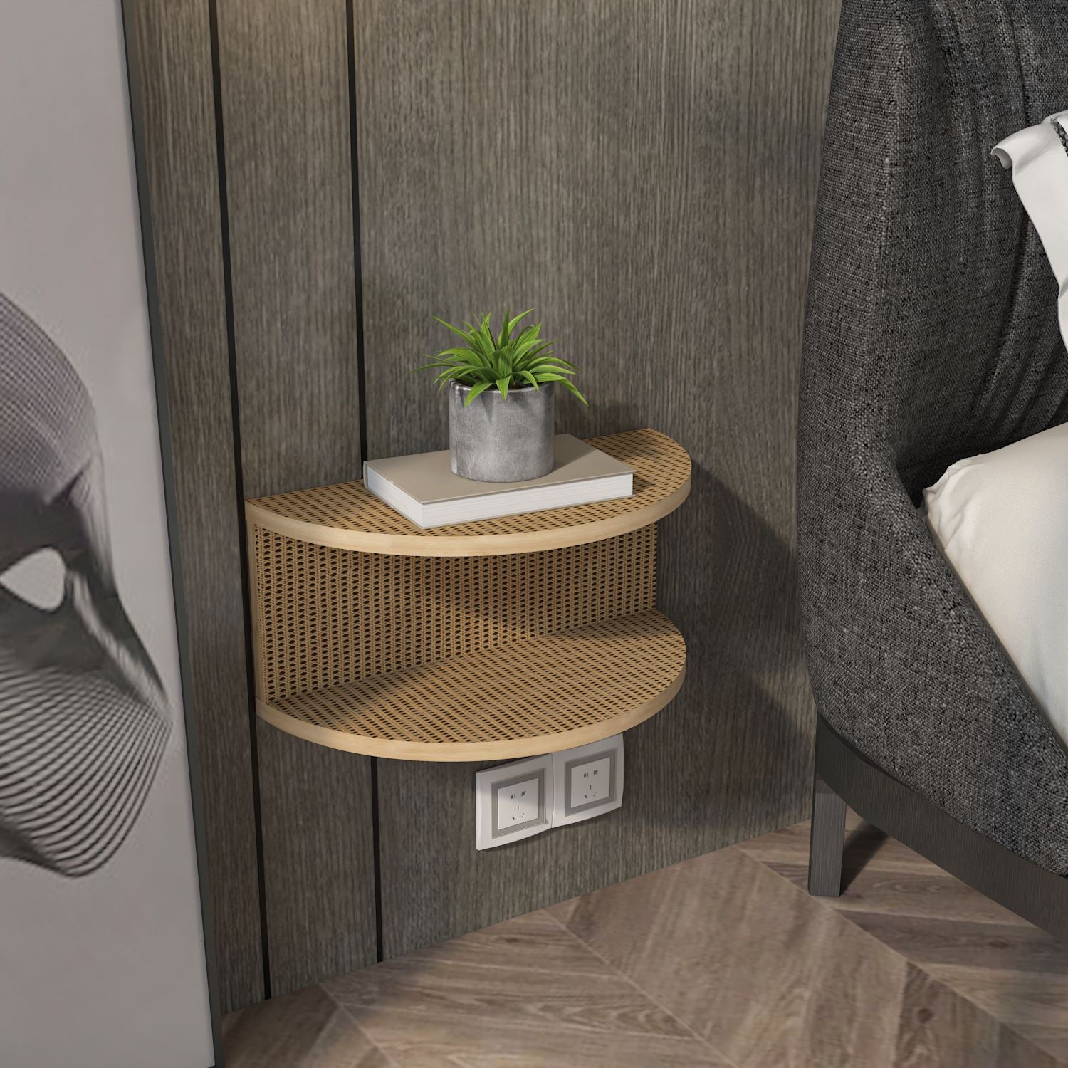 Mesa de Cabeceira – 45 cm x 19,6 cm x 23,8 cm – Hazeran – Painel de Partículas Revestido em 100% Melamina