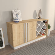 Aparador em MDF revestido com melamina – 148 cm x 70 cm x 40 cm – Carvalho Safira e Branco