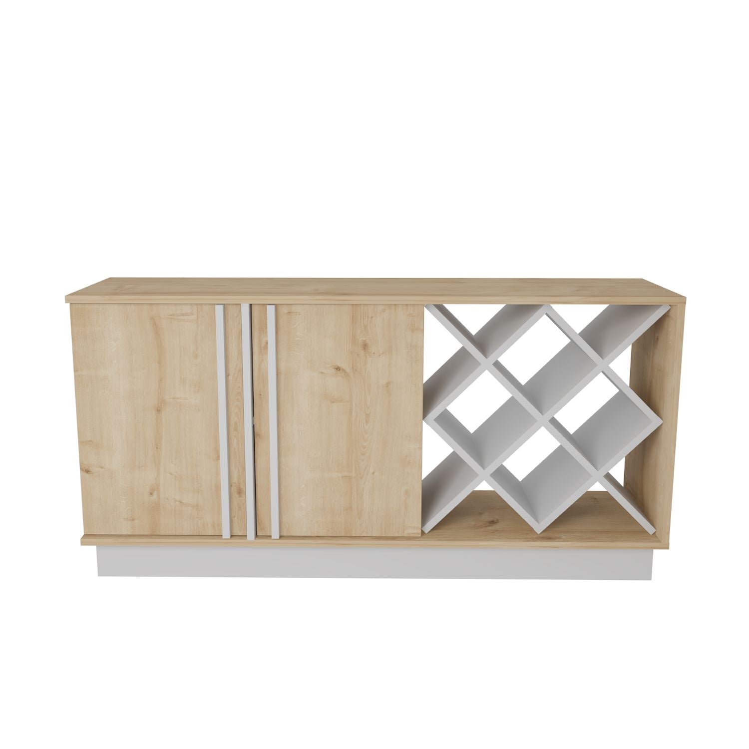 Aparador em MDF revestido com melamina – 148 cm x 70 cm x 40 cm – Carvalho Safira e Branco