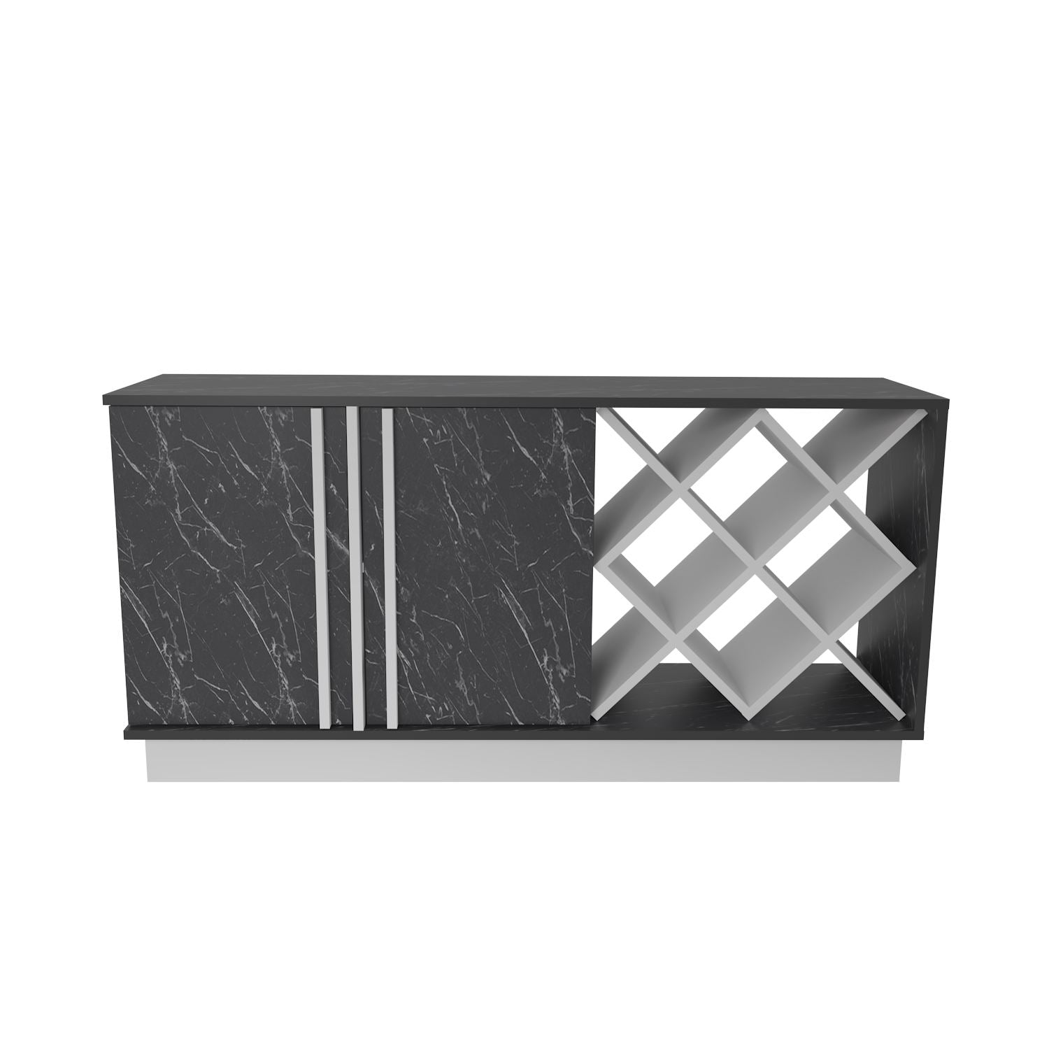 Aparador – 148 cm x 70 cm x 40 cm – Branco e Preto – MDF