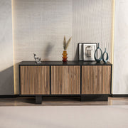 Aparador – 150cm x 51,5cm x 45cm – Preto e Nogueira Clara – MDF
