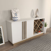 Aparador – 148cm x 70cm x 40cm – Branco e Nogueira – MDF