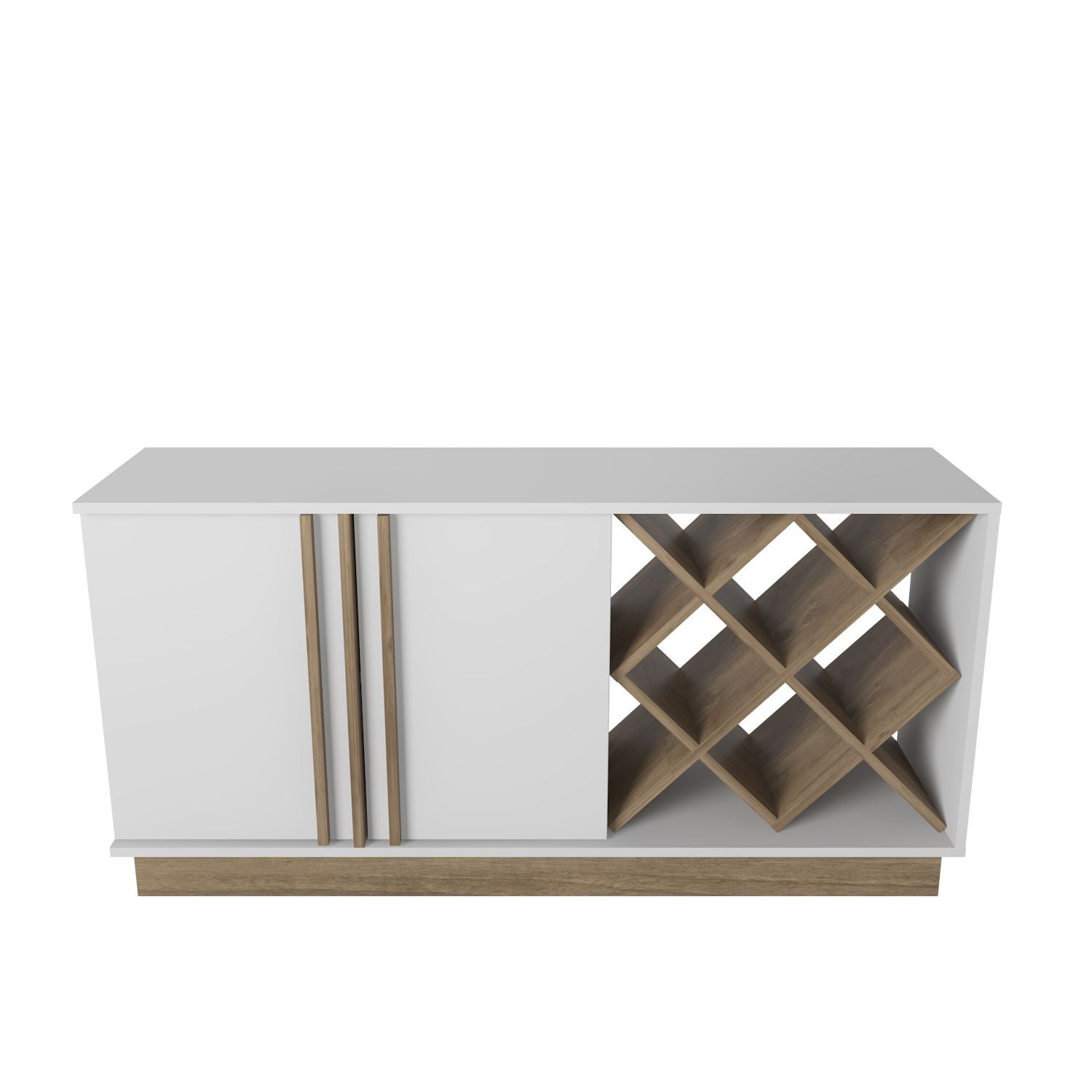 Aparador – 148cm x 70cm x 40cm – Branco e Nogueira – MDF