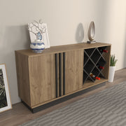 Aparador em MDF revestido com melamina – 148x70x40 cm – Nogueira e Preto