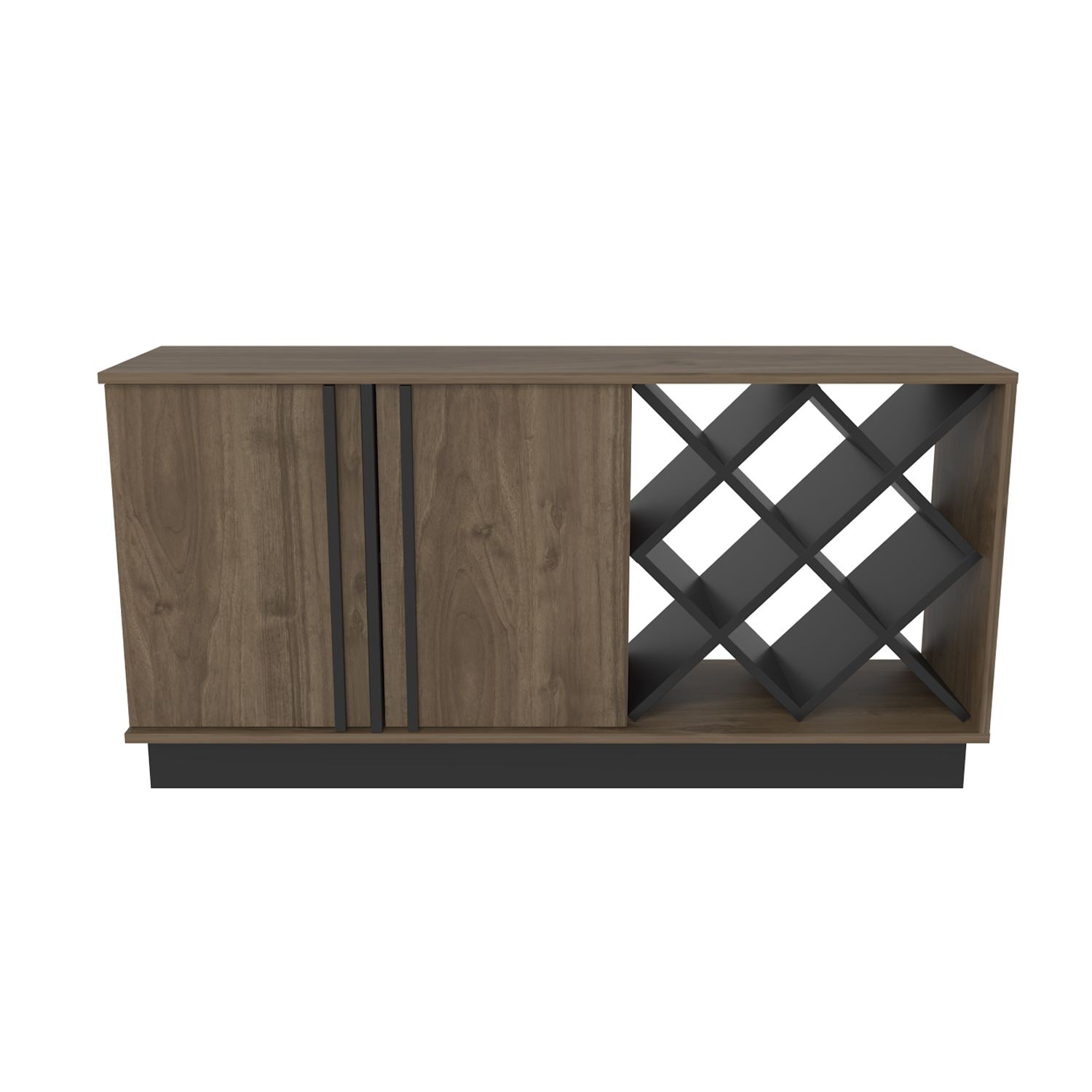 Aparador em MDF revestido com melamina – 148x70x40 cm – Nogueira e Preto