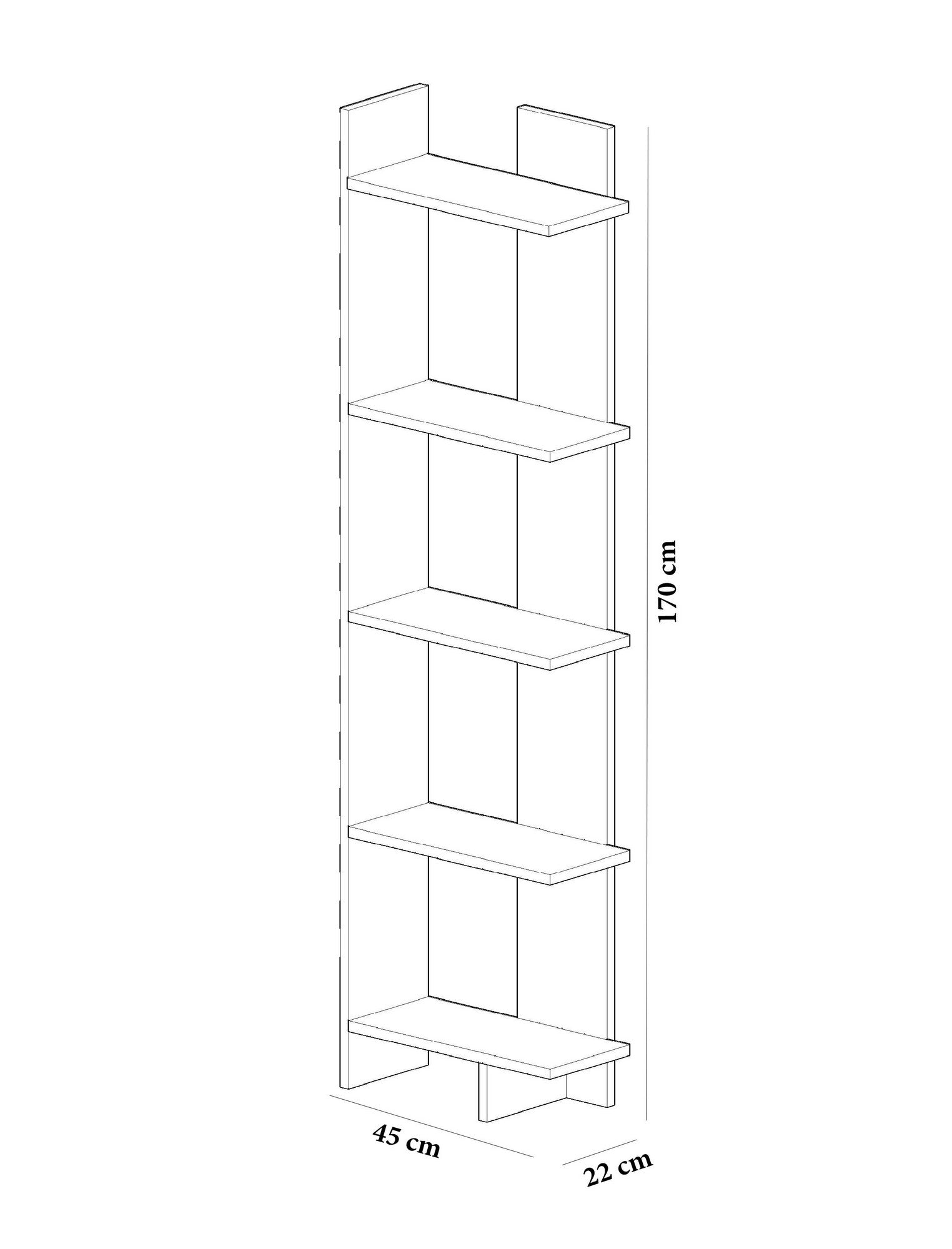 Estante moderna – 45 x 170 x 22 cm – Teca e Branco – Painel de partículas