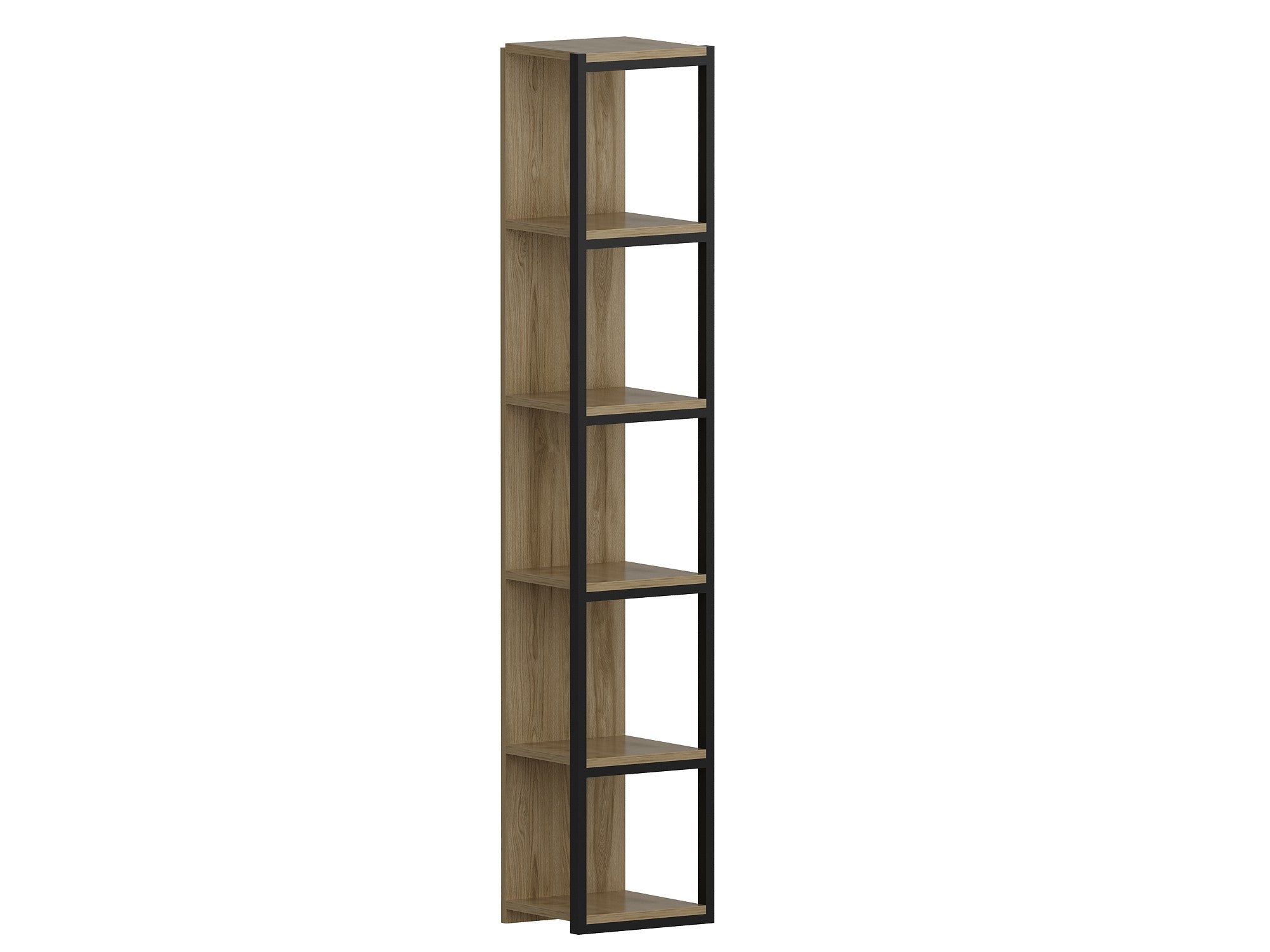 Estante Industrial Moderna – 33,7 x 180 x 29,5 cm – Carvalho e Preto – Painel de partículas revestido em melamina