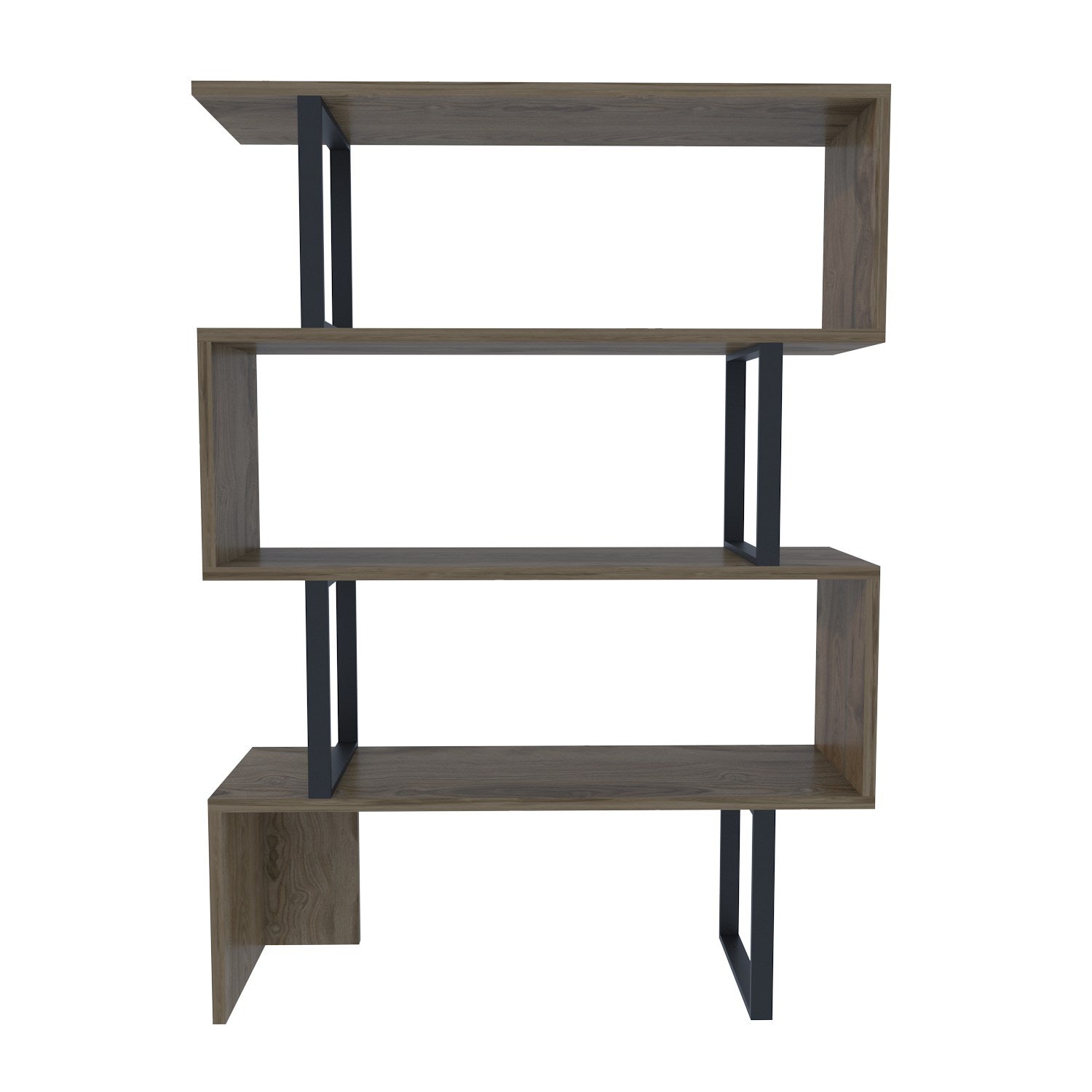 Estante Industrial Moderna – 91,5 x 124,5 x 29,5 cm – Carvalho e Preto – Painel de partículas revestido a melamina