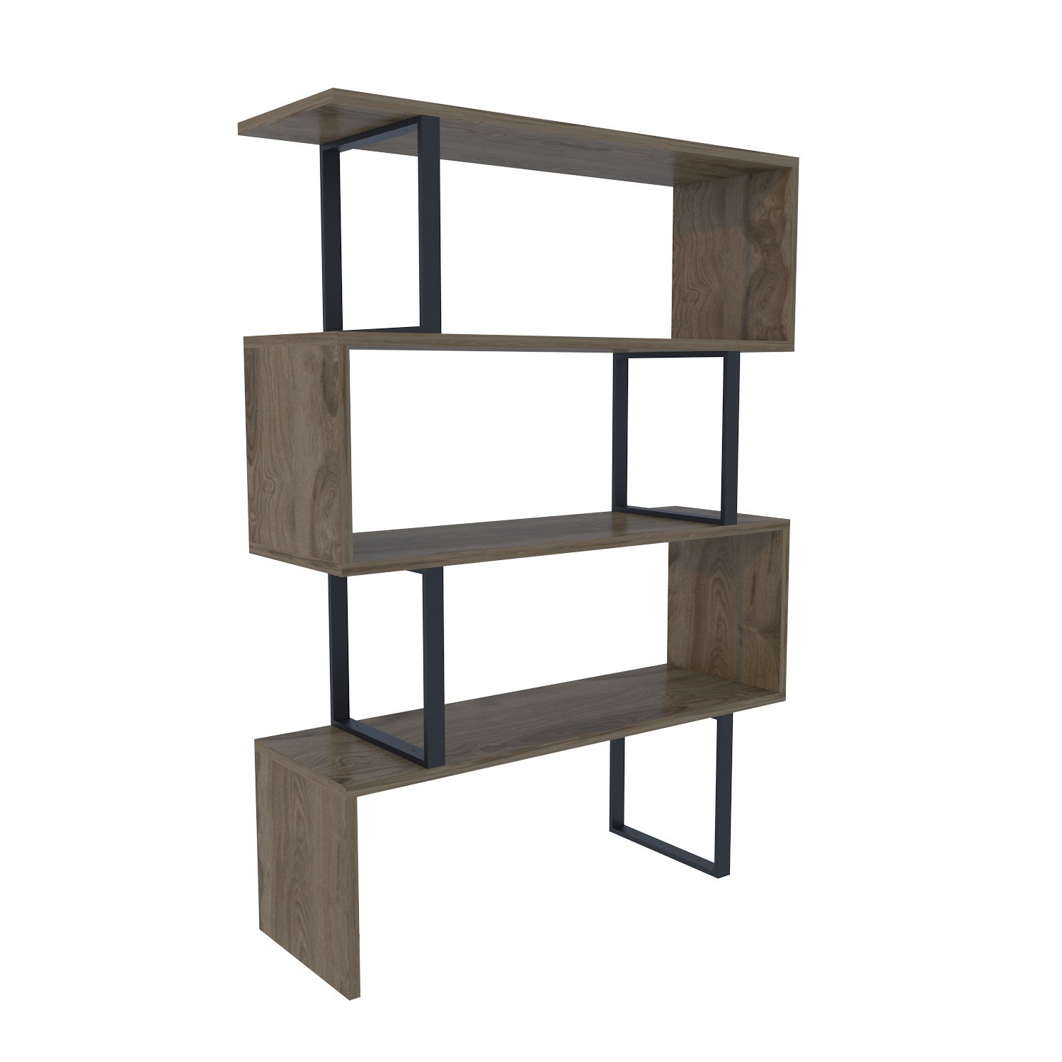 Estante Industrial Moderna – 91,5 x 124,5 x 29,5 cm – Carvalho e Preto – Painel de partículas revestido a melamina