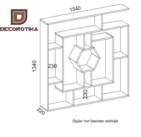 Estante branca moderna, 134 x 134 x 22 cm | Painel de partículas 100% revestido em melamina, 18 mm de espessura | Solução de armazenamento elegante e montável na parede para casa e escritório