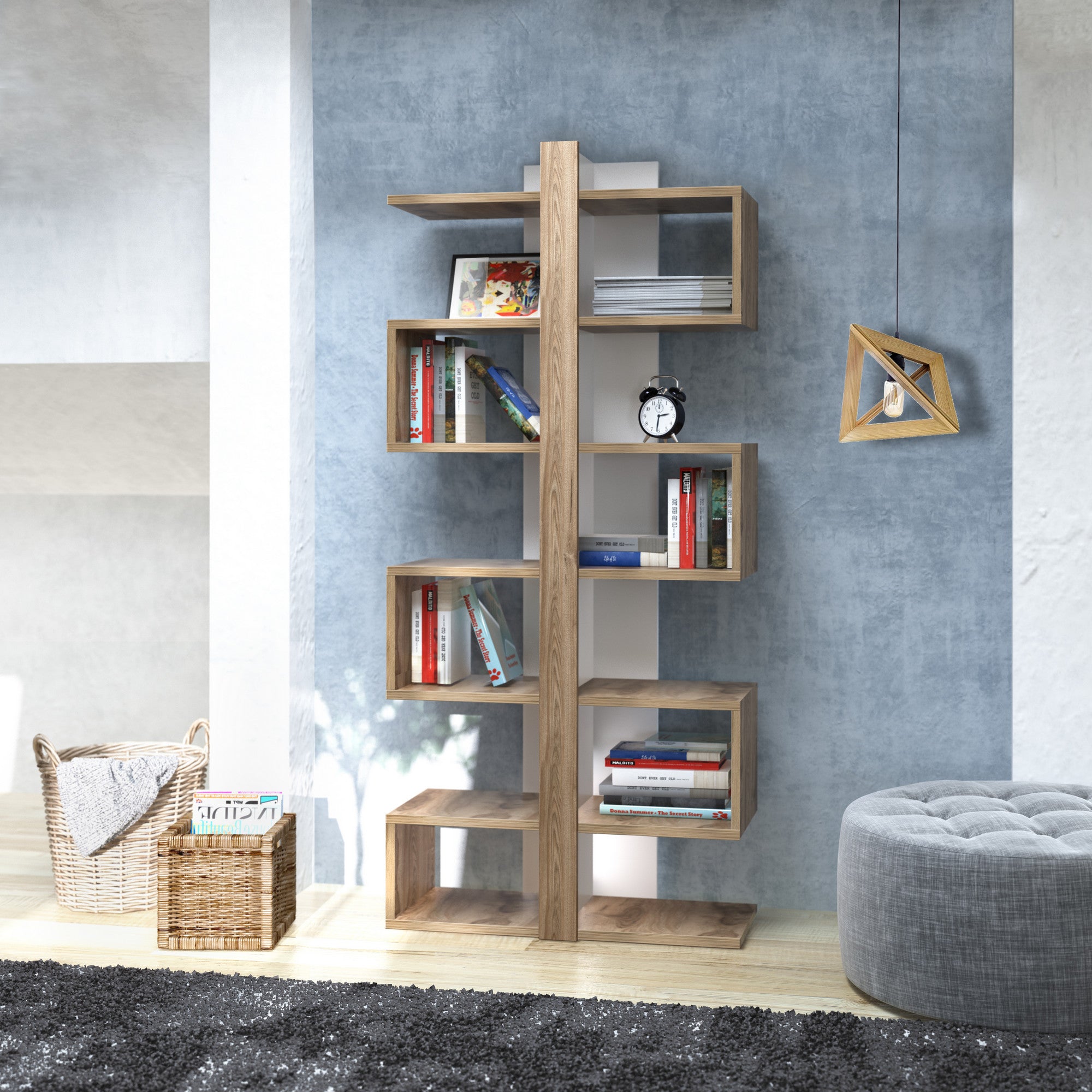 Estante moderna de carvalho, 78 cm x 170 cm x 29,5 cm | Painel de partículas 100% revestido de melamina, 18 mm de espessura | Montável na parede, várias prateleiras para armazenamento com estilo