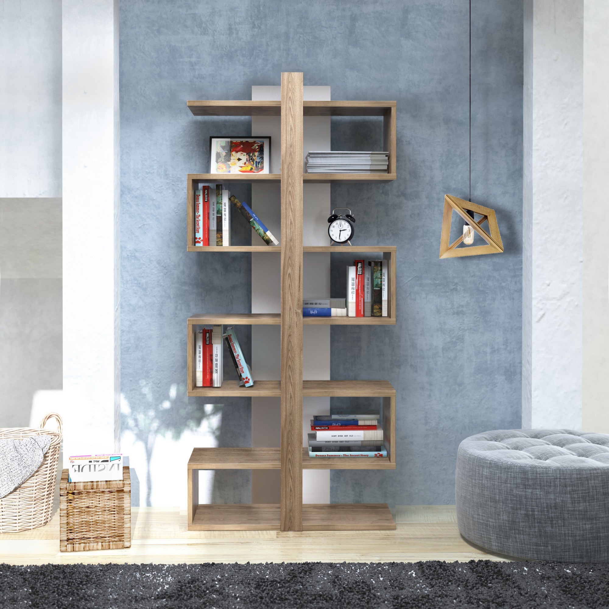 Estante moderna de carvalho, 78 cm x 170 cm x 29,5 cm | Painel de partículas 100% revestido de melamina, 18 mm de espessura | Montável na parede, várias prateleiras para armazenamento com estilo