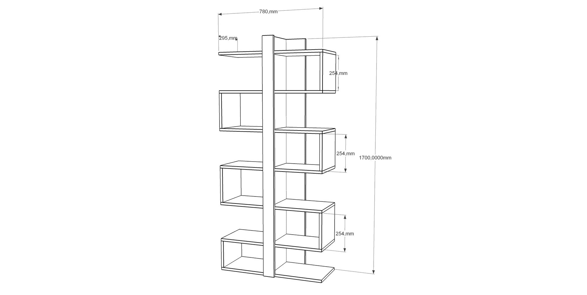 Estante moderna de carvalho, 78 cm x 170 cm x 29,5 cm | Painel de partículas 100% revestido de melamina, 18 mm de espessura | Montável na parede, várias prateleiras para armazenamento com estilo