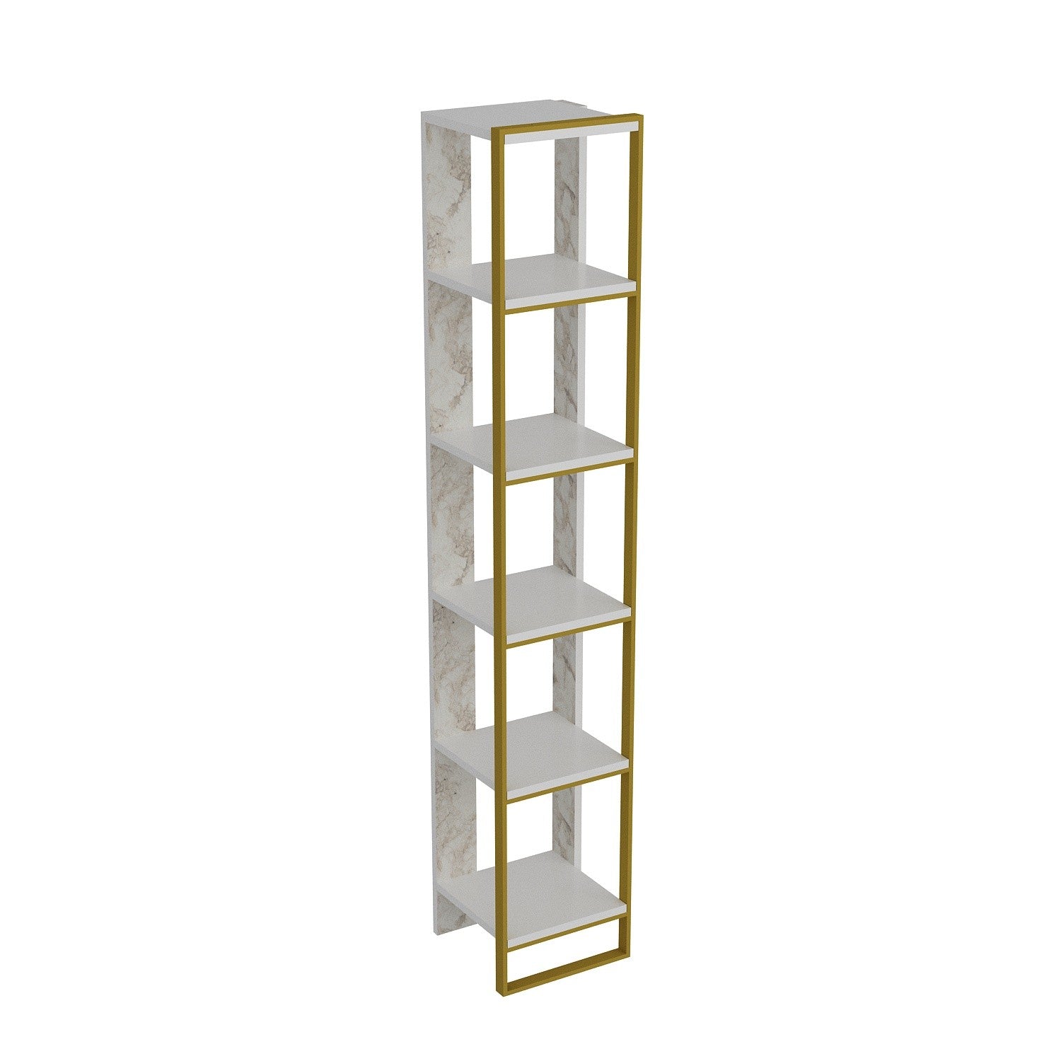 Estante elegante em estilo barroco (2 peças), dourada e branca, 32,2 x 178,5 x 31,3 cm | 100% revestida em melamina, detalhes em metal | Solução de armazenamento elegante e montável na parede