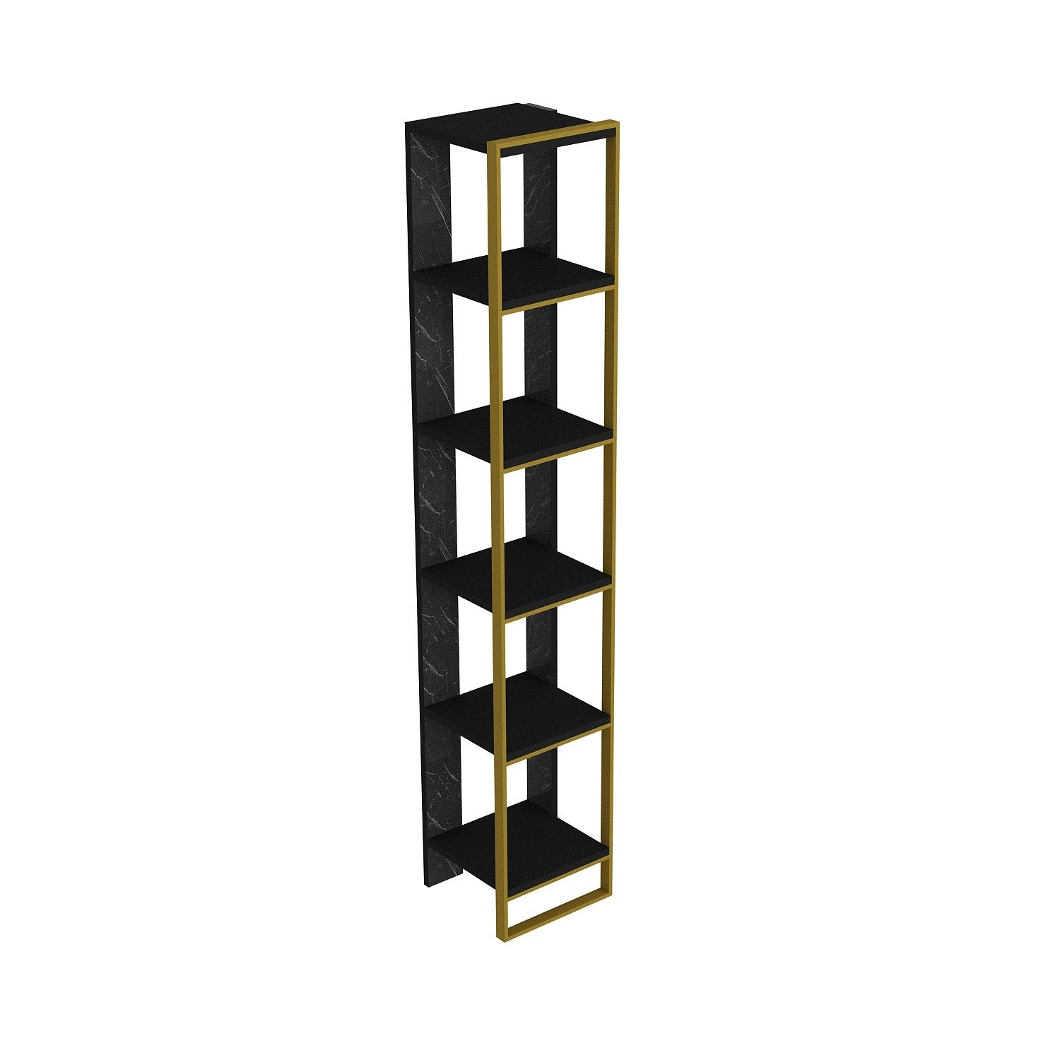 Estante elegante em estilo barroco (2 peças), dourada e preta, 32,2 x 178,5 x 31,3 cm | 100% revestida em melamina, detalhes em metal | Solução de armazenamento elegante e montável na parede